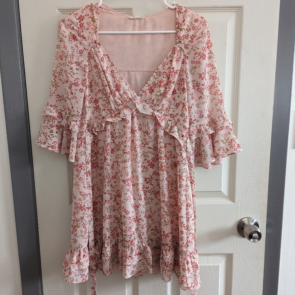For Love and Lemons Light Pink Floral Churro Dress - Picture 4 of 9